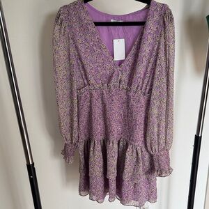 Lush Lavender Floral Long Sleeve Dress